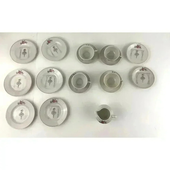 VTG Lot of 17 Child's Tea Set Japan Lady Ballerina Tea Set General IND NY - Picture 7 of 14